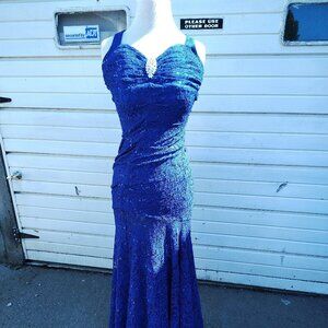 Cindy USA Formal Blue Mermaid Dress sequin size XS Formal Homecoming Dress.